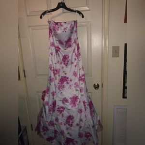 White and pink flower formal dress